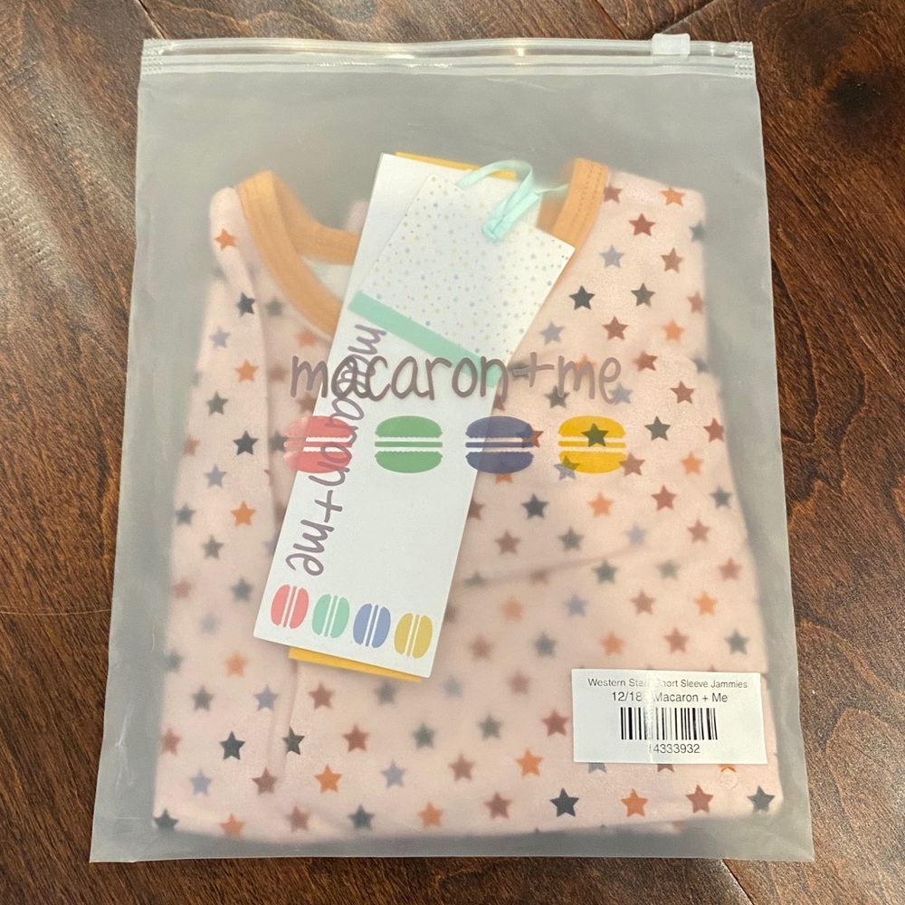 Macaron + Me Bamboo Western Stars Short Sleeve Pajama Set 12-18m NWT